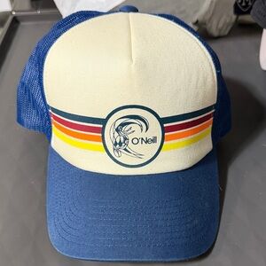 O'Neill Blue and Cream Cap with Stripes